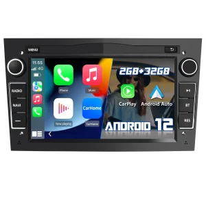 AWESAFE Android 12.0 2GB+32GB Pantalla de Coche para Opel con Carplay/Auto, Pantalla Táctil 7 Pulgadas con WiFi/GPS/Bluetooth/DSP/RDS/USB/FM/24 Temas, Apoyo Mandos Volante,MirrorLink, RCA (Negro)