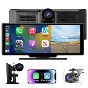 AWESAFE Autoradio Sans Fil Avec CarPlay/Android Auto, écran 10,26", Dashcam 4K Avant & 1080P Arrière, GPS, Bluetooth, FM, Assistant Vocal, Mirror Link
