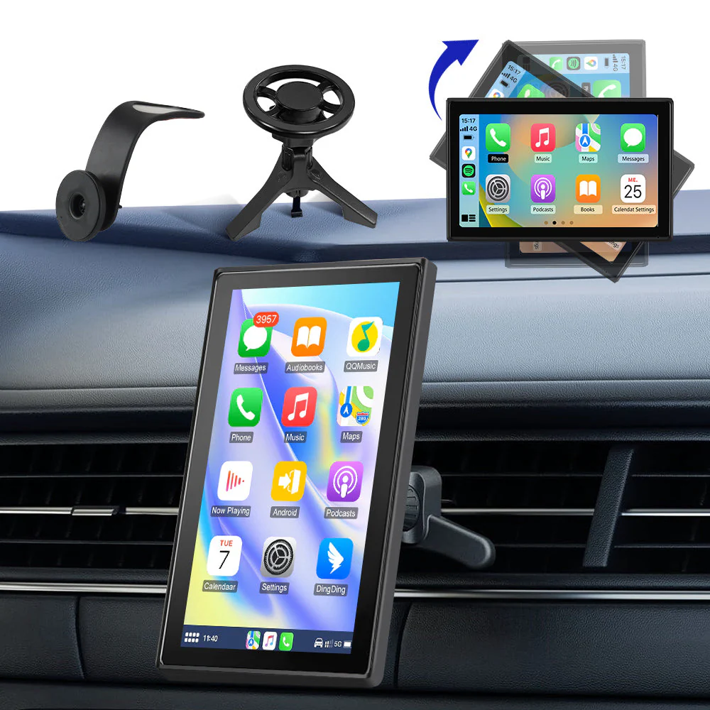 AWESAFE 9" Portatile Coche Wireless per CarPlay & Android Auto con HD Multischermo, Aggiornamenti OTA, Orientamento Verticale/Orizzontale, Telecamera Retro Inclusa, Bluetooth, Controllo Vocale, GPS