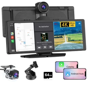 AWESAFE Autoradio avec CarPlay Sans Fil & Android Auto - Écran Tactile 10,26 Pouces - Dash Caméra 4K + 1080P Arrière - Bluetooth/GPS/Mirror Link/Assistant Vocal/AUX/FM