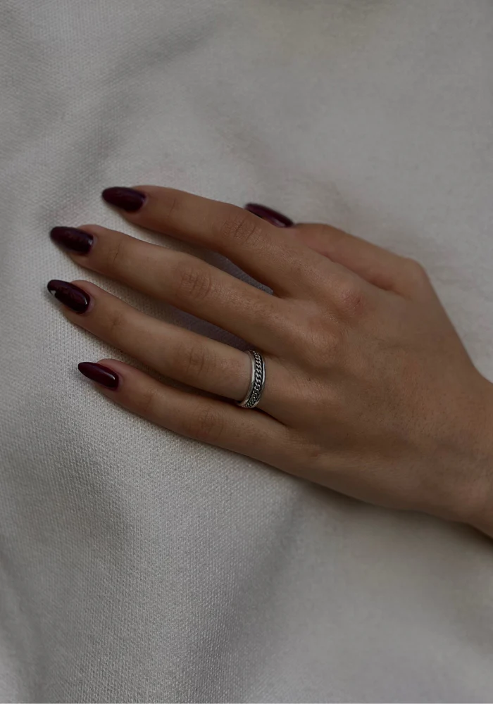 Bague Avec Chaine Au Centre Argent – Image 3