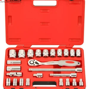 25 Douilles et cliquet carré 1/2'' en coffret