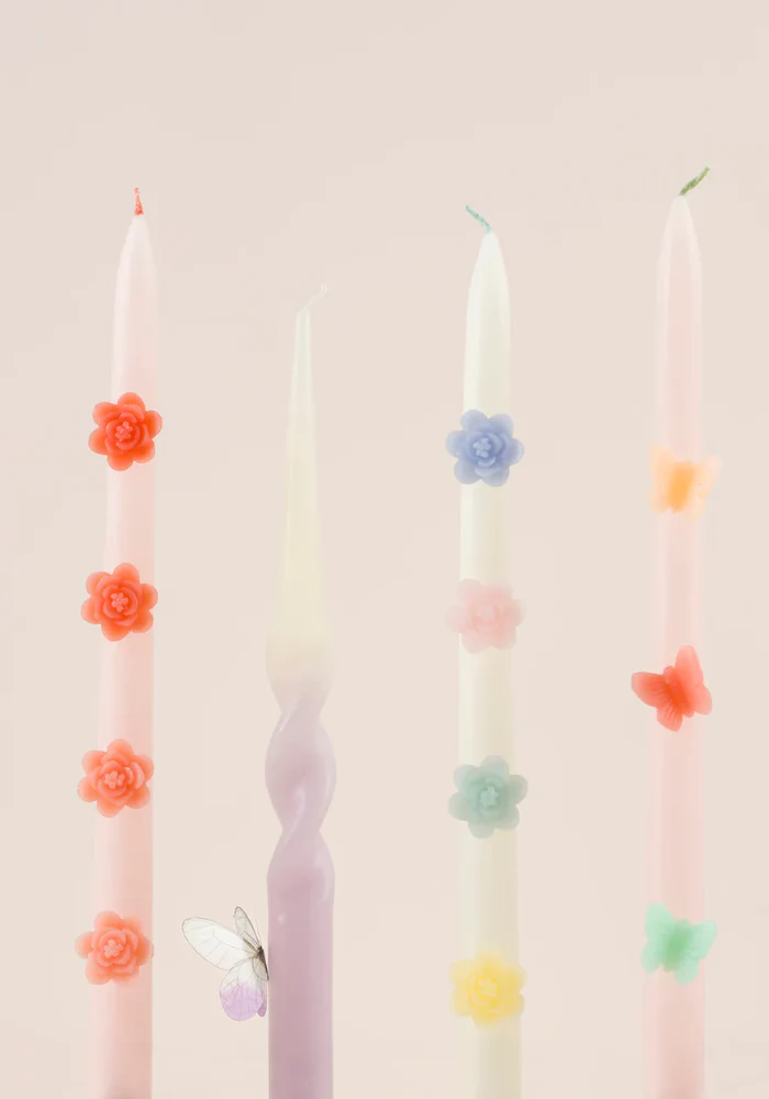 Lot De 2 Bougies Cierges Fleurs Pastel – Image 3