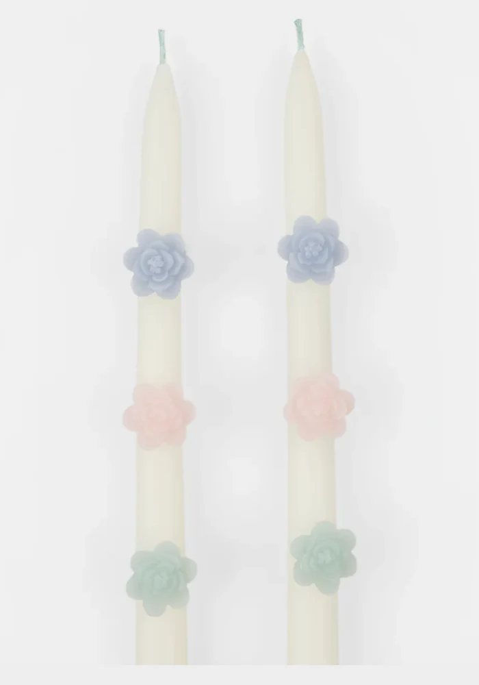 Lot De 2 Bougies Cierges Fleurs Pastel – Image 4