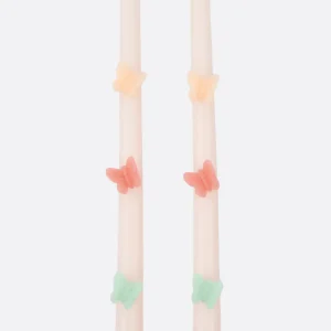 Lot De 2 Bougies Cierges Papillons