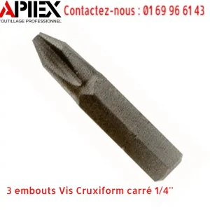 3 embouts Vis Cruxiform carré 1/4''