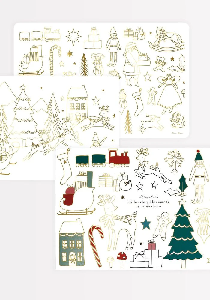 8 Sets De Table A Colorier Blanc Et Doré