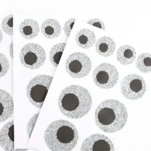 8 Feuilles De Stickers Oeil Paillettes Argent Et Noir