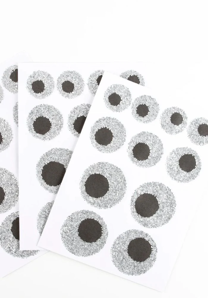 8 Feuilles De Stickers Oeil Paillettes Argent Et Noir – Image 2