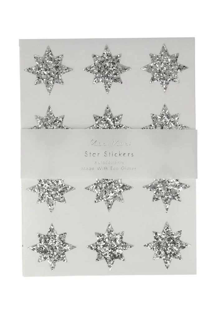 8 Feuilles De Stickers Etoiles Argentées