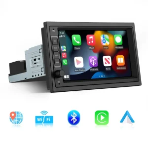 AWESAFE 1/2 DIN Universal Car Radio With 7 Inch Touch ScreenBuilt in Wireless Carplay Android Auto GPS Navigation & WiFi Bluetooth DSP