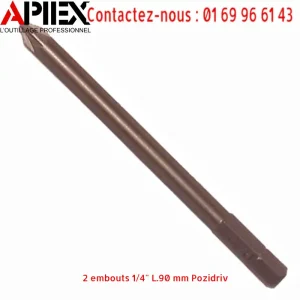 2 embouts 1/4" L.90 mm Pozidriv