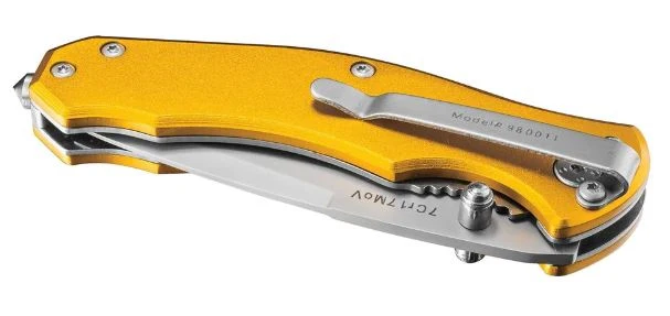 Couteau pliant à lame crantée - Jaune – Image 3