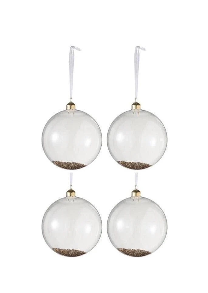 Boite De 4 Boules De Noël Paillettes Dorées – Image 3