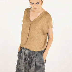 T-Shirt Manches Courtes Col V Tabacco