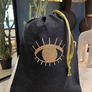 Pochette De Voyage "Oeil" En Lin Grand Modèle