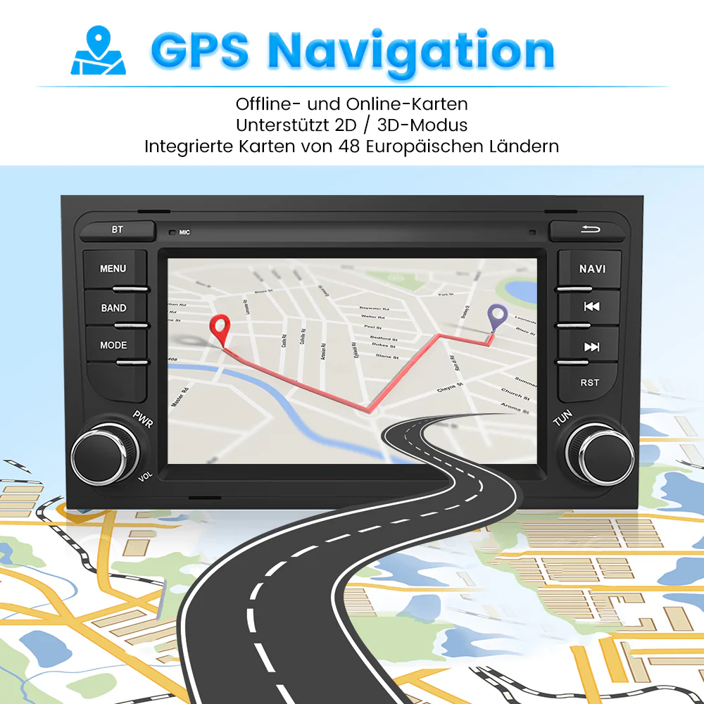 AWESAFE Autoradio für Audi A4 S4 RS4, Android 13, 7 Zoll Touchscreen, 2G+32G, Unterstützt Navigation Carplay Android Auto Bluetooth WiFi – Image 4