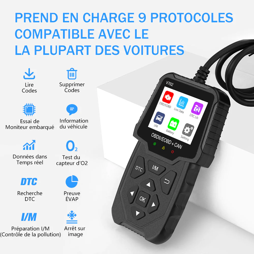 AWESAFE Scanner OBD2 Universel pour Voiture - Écran Numérique, Lecteur de Codes et Outils de Diagnostic Automobile - Compatible avec la Plupart des Véhicules depuis 1996 – Image 4