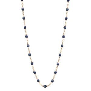 Collier Classique Gigi Or Rose Et Résines Bleu Nuit 50cm