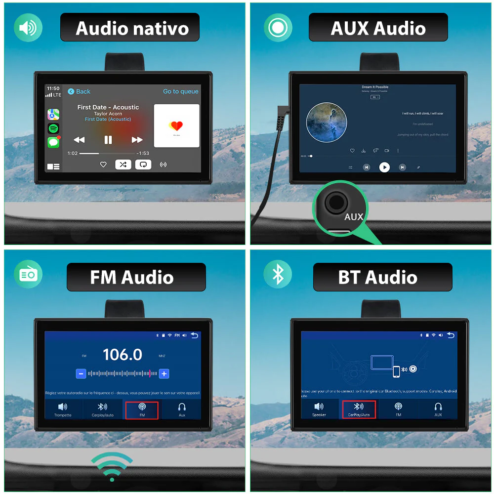 AWESAFE 9" Portatile Coche Wireless per CarPlay & Android Auto con HD Multischermo, Aggiornamenti OTA, Orientamento Verticale/Orizzontale, Telecamera Retro Inclusa, Bluetooth, Controllo Vocale, GPS – Image 5