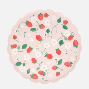 Lot de 8 Assiettes En Papier Motif Fraise