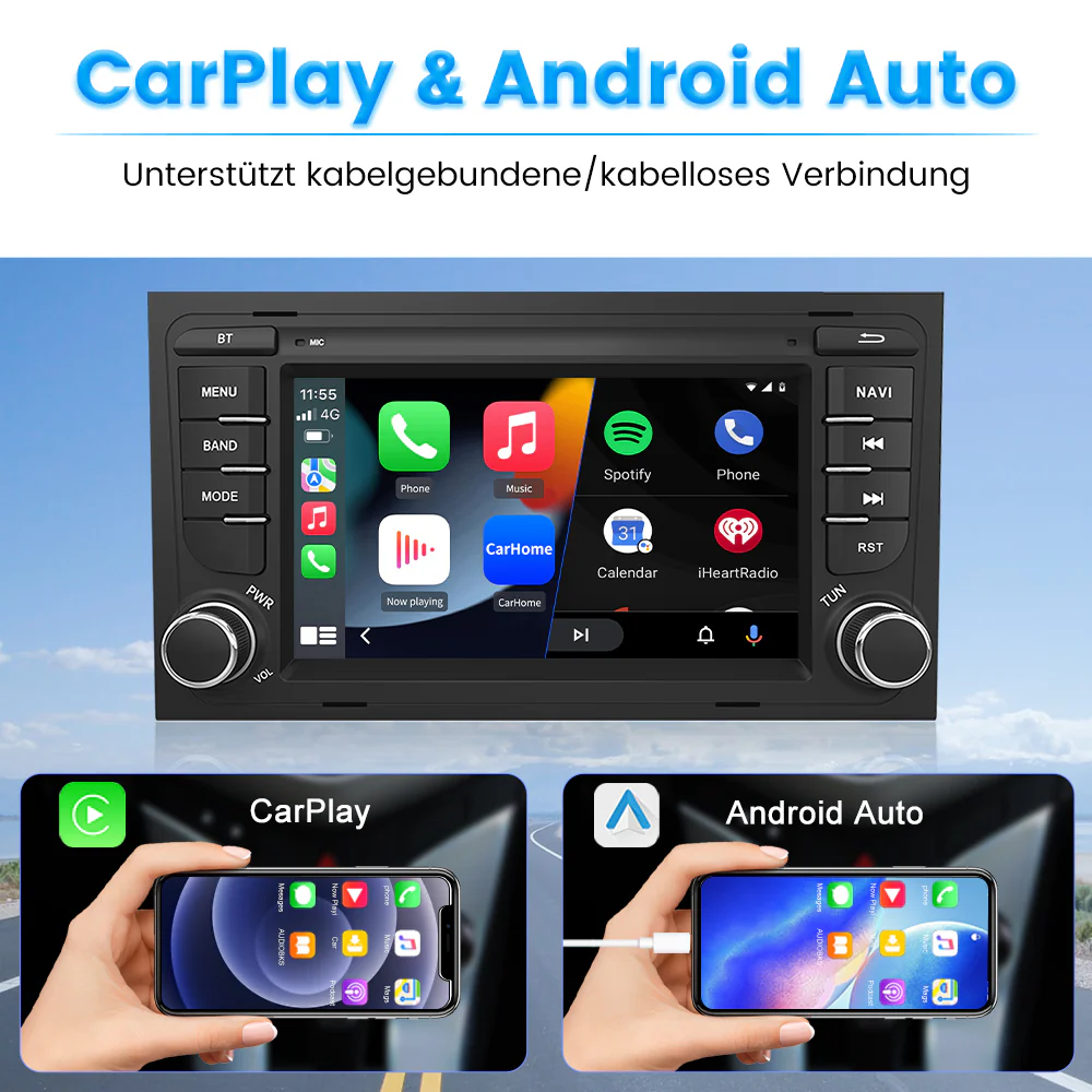 AWESAFE Autoradio für Audi A4 S4 RS4, Android 13, 7 Zoll Touchscreen, 2G+32G, Unterstützt Navigation Carplay Android Auto Bluetooth WiFi – Image 6