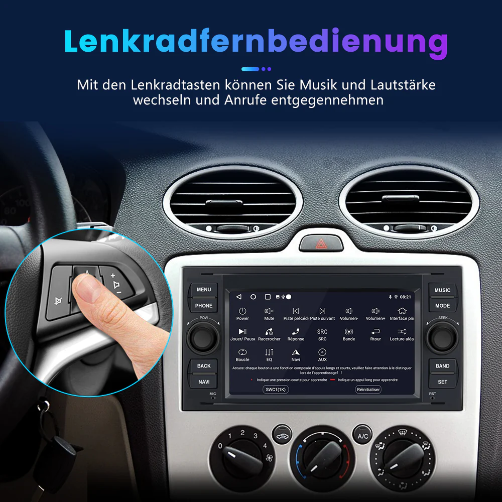 AWESAFE Autoradio für Ford Focus Mondeo S-Max C-Max Galaxy, Android 13 2GB+32GB mit Navi Carplay Android Auto Bluetooth FM RDS - Schwarz – Image 6