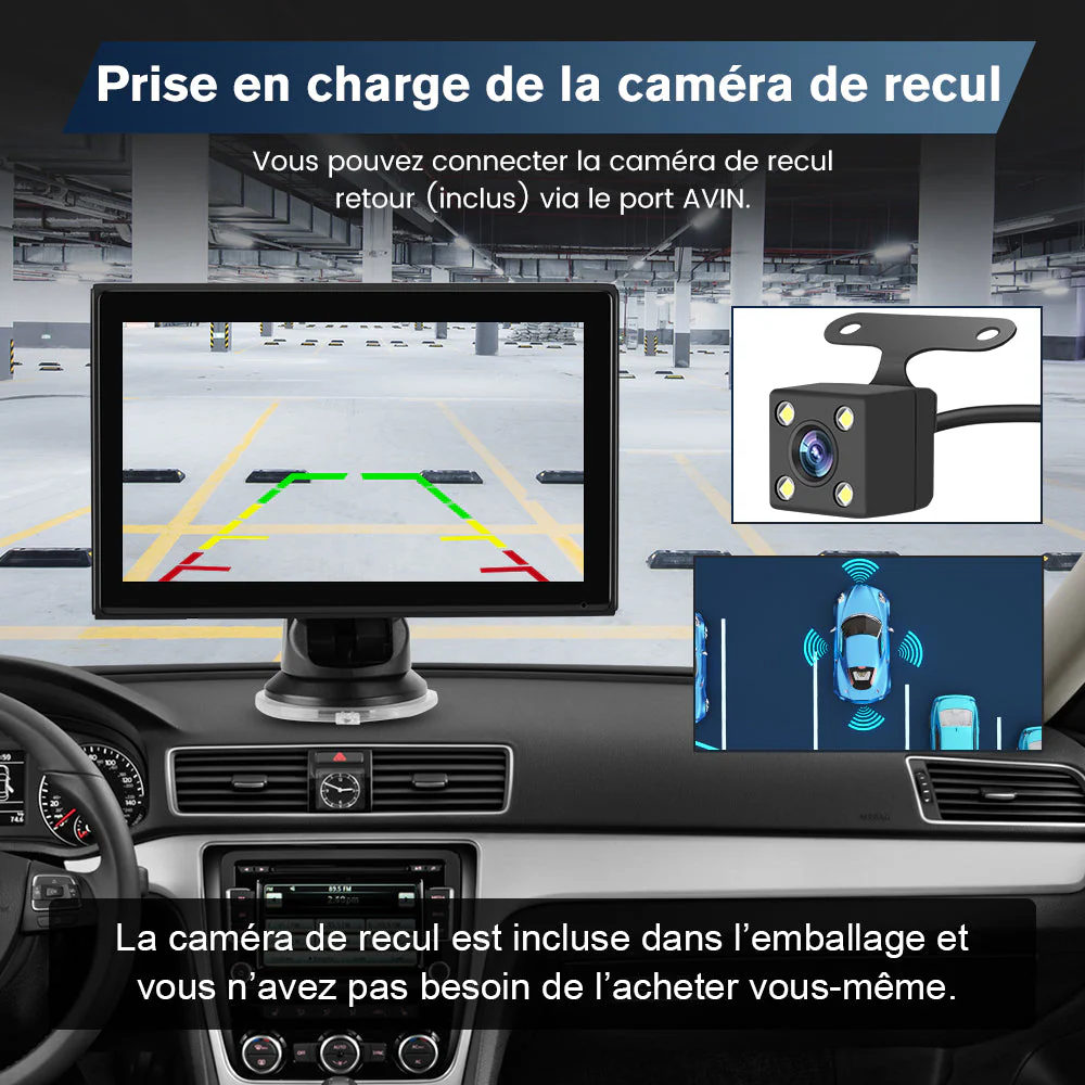 AWESAFE Autoradio Portable 7 Pouces avec Caméra de Recul - CarPlay Sans Fil & Android Auto - FM/AUX/Bluetooth 5.0 - Compatible 7-32V Voitures et Camions – Image 6
