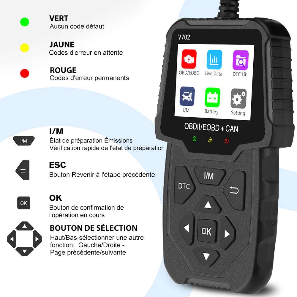 AWESAFE Scanner OBD2 Universel pour Voiture - Écran Numérique, Lecteur de Codes et Outils de Diagnostic Automobile - Compatible avec la Plupart des Véhicules depuis 1996 – Image 7