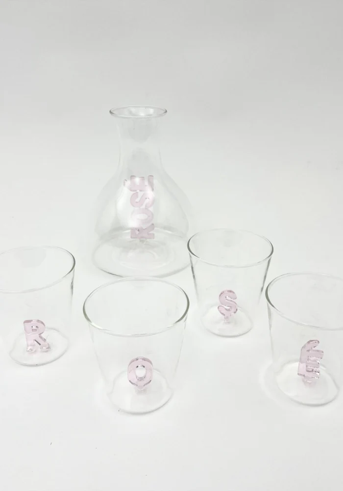 Carafe Bombée En Verre Rosé – Image 4