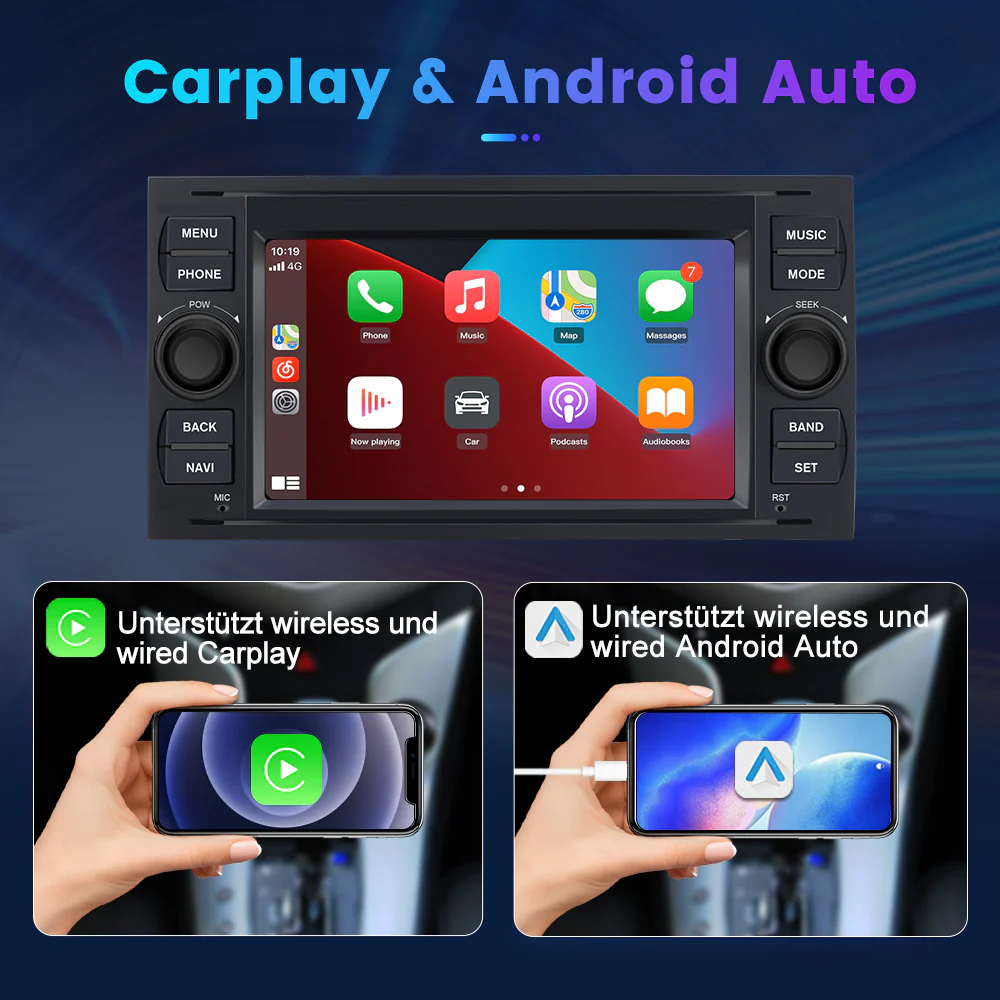 AWESAFE Autoradio für Ford Focus Mondeo S-Max C-Max Galaxy, Android 13 2GB+32GB mit Navi Carplay Android Auto Bluetooth FM RDS - Schwarz – Image 7