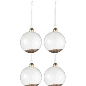 Boite De 4 Boules De Noël Paillettes Dorées