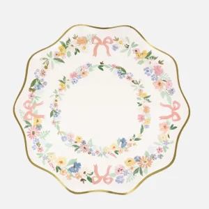 Lot de 8 Assiettes Fleurs Et Dorure