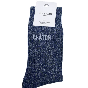 Chaussettes Chaton Bleu Paillettes