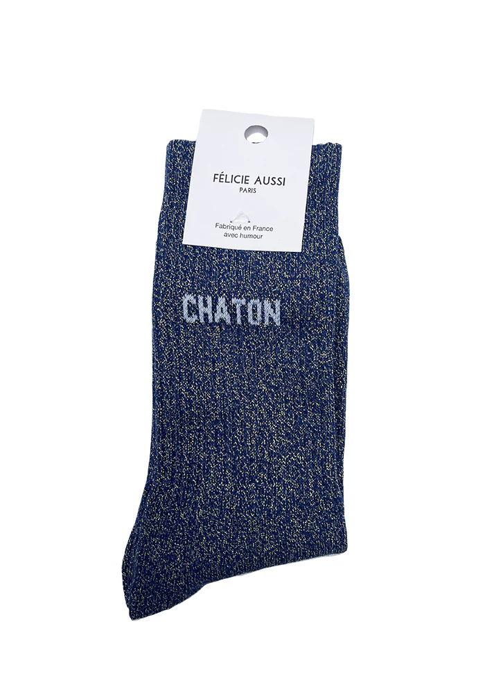 Chaussettes Chaton Bleu Paillettes – Image 2
