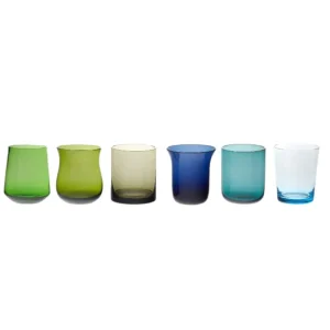 Set De 6 Verres A Liqueur Bleu et Vert