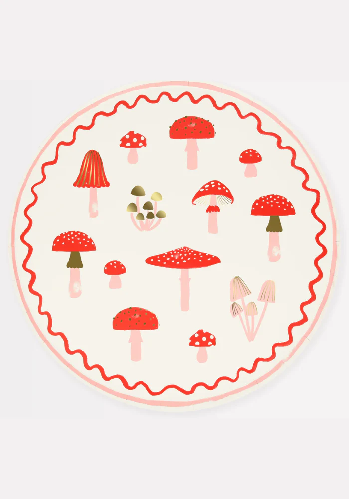 Set De 8 Assiettes En Papier Champignons