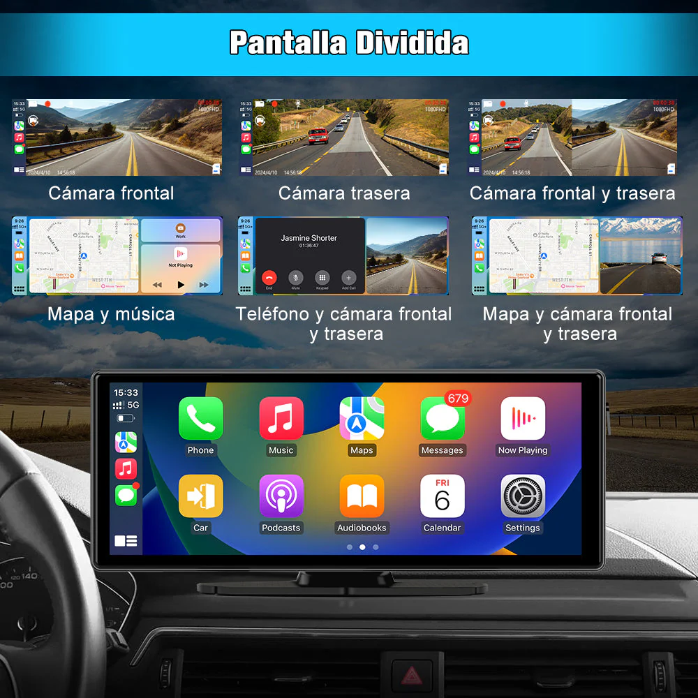AWESAFE Autoradio avec CarPlay Sans Fil & Android Auto - Écran Tactile 10,26 Pouces - Caméra 4K Avant + 1080P Arrière - Bluetooth/GPS/Mirror Link/Assistant Vocal/AUX/FM – Image 9