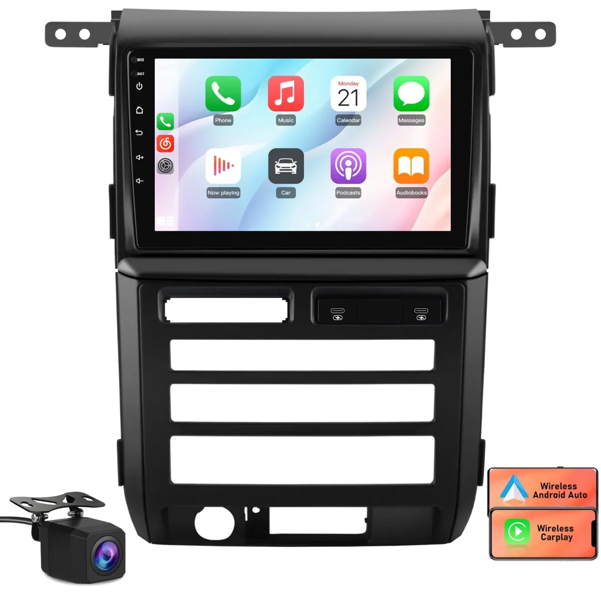 AWESAFE 9 inch Car Radio for Ford F150 2009-2012(Only Fit Auto AC),Support Wireless Carpaly&Android Auto/FM/AM/RDS/Type-C Fast-Charging-Cable – Image 2