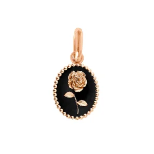 Pendentif Rose Or Rose Résine Noir