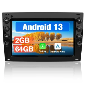 AWEASFE 2+64G Android 13 Radio de Coche para Renault Megane 2003-2009,7 Pulgadas con Carplay/Android Auto/Mirror Link/Bluetooth/GPS FM RDS/WiFi/SWC/EQ