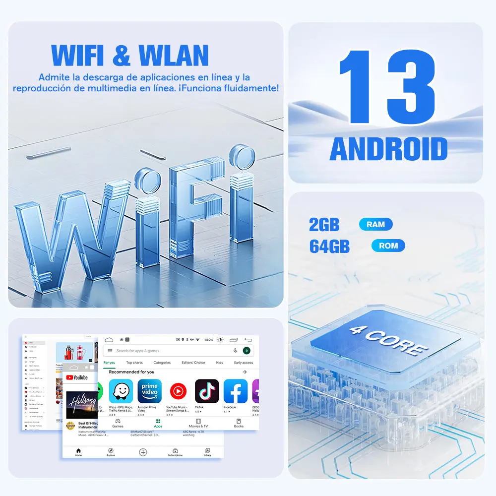 AWEASFE 2+64G Android 13 Radio de Coche para Renault Megane 2003-2009,7 Pulgadas con Carplay/Android Auto/Mirror Link/Bluetooth/GPS FM RDS/WiFi/SWC/EQ – Image 6