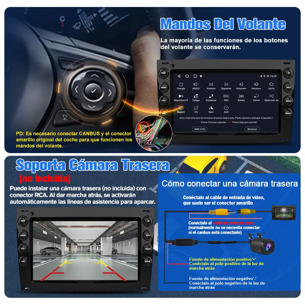 AWEASFE 2+64G Android 13 Radio de Coche para Renault Megane 2003-2009,7 Pulgadas con Carplay/Android Auto/Mirror Link/Bluetooth/GPS FM RDS/WiFi/SWC/EQ – Image 7