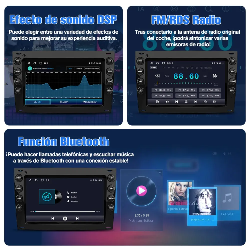 AWEASFE 2+64G Android 13 Radio de Coche para Renault Megane 2003-2009,7 Pulgadas con Carplay/Android Auto/Mirror Link/Bluetooth/GPS FM RDS/WiFi/SWC/EQ – Image 8