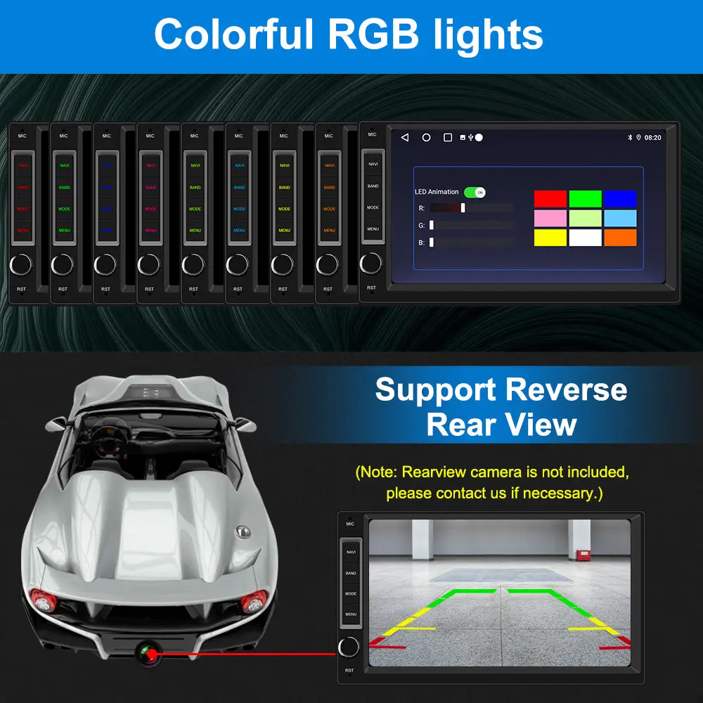 AWESAFE 1/2 DIN Universal Car Radio With 7 Inch Touch ScreenBuilt in Wireless Carplay Android Auto GPS Navigation & WiFi Bluetooth DSP – Image 7