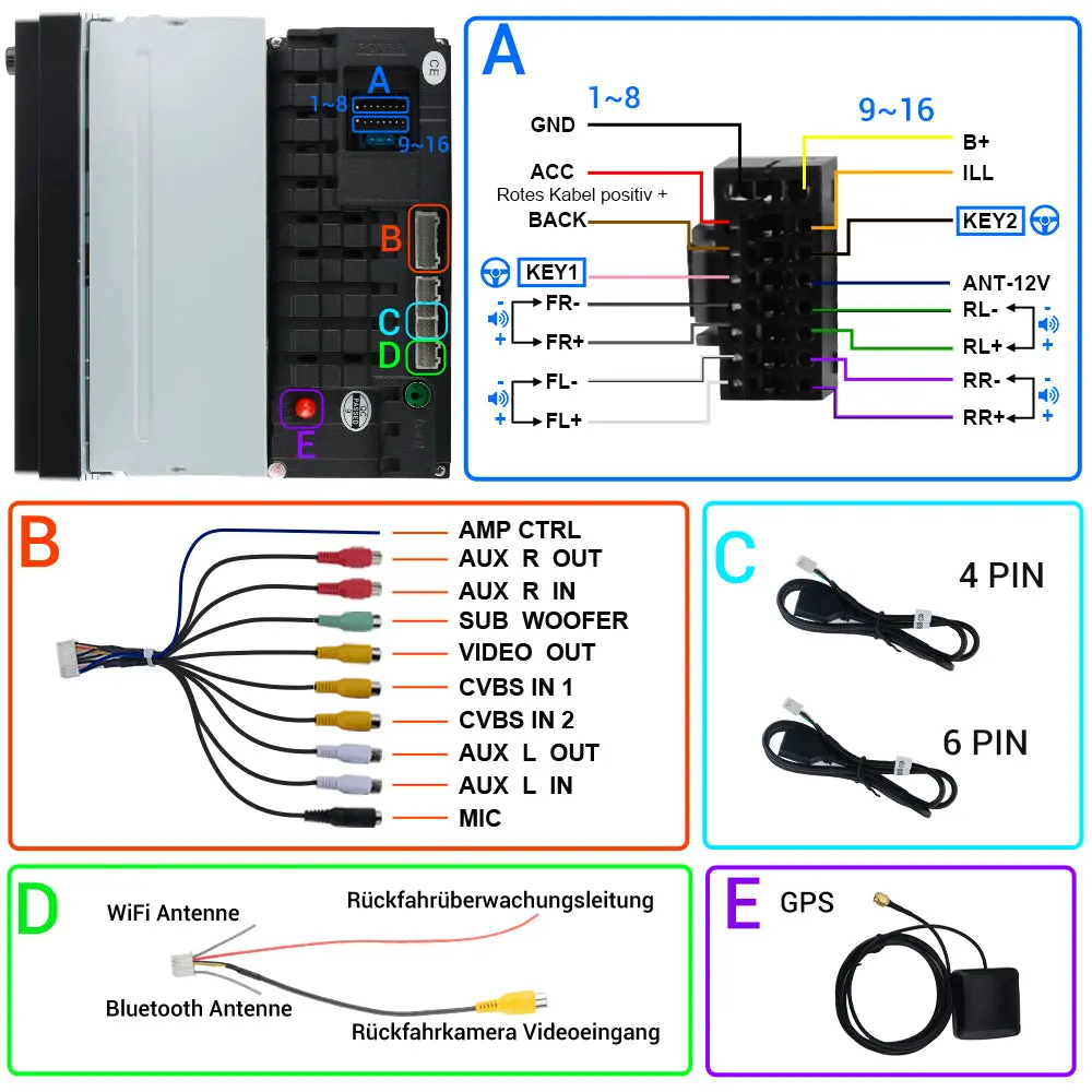 AWESAFE 1/2 DIN Universal Car Radio With 7 Inch Touch ScreenBuilt in Wireless Carplay Android Auto GPS Navigation & WiFi Bluetooth DSP – Image 9