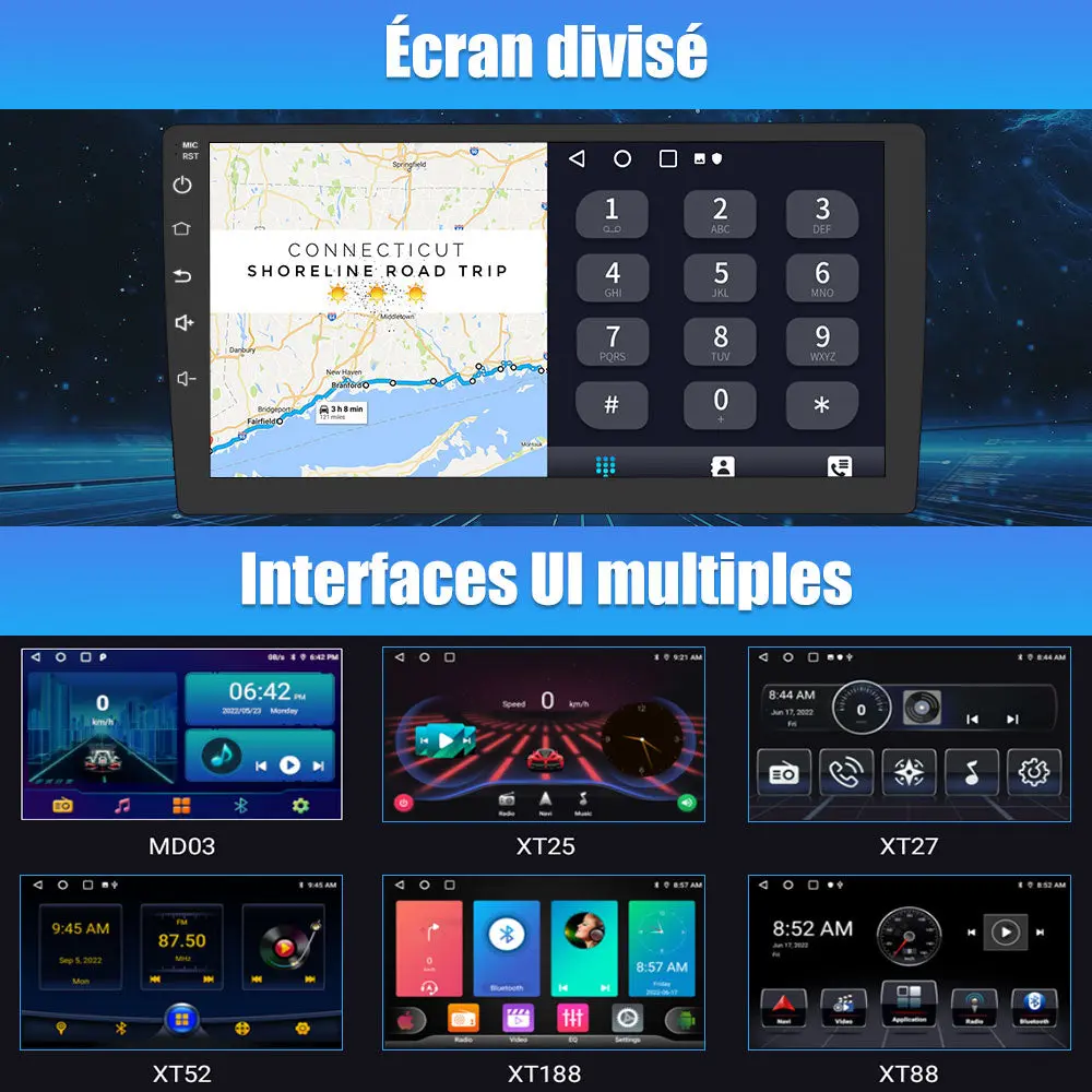 AWESAFE 10 Pouces Autoradio Android 13 GPS pour Volkswagen Passat B7 2010-2015, 4+64Go, FM RDS, Bluetooth Appels/Musique, USB, 4G WIFI, Carplay Android Auto, Aide Stationnement, Commandes Volant – Image 7