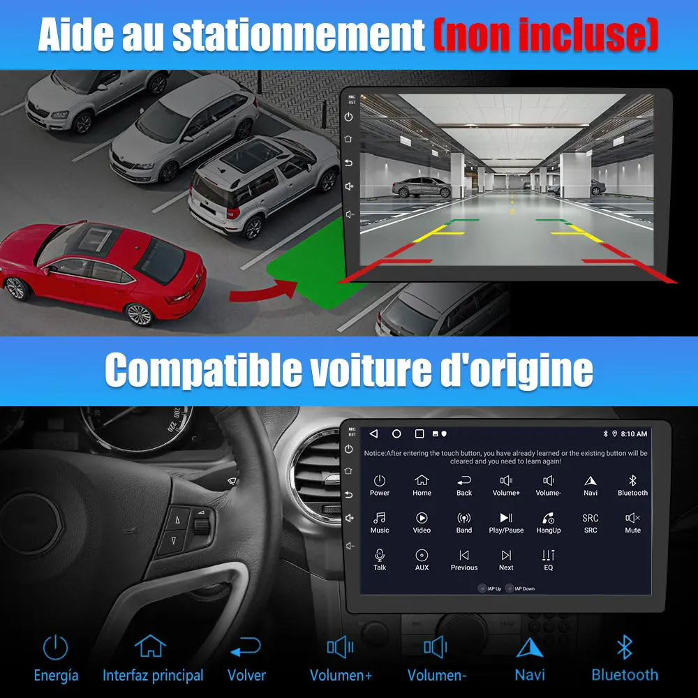 AWESAFE 10 Pouces Autoradio Android 13 GPS pour Volkswagen Passat B7 2010-2015, 4+64Go, FM RDS, Bluetooth Appels/Musique, USB, 4G WIFI, Carplay Android Auto, Aide Stationnement, Commandes Volant – Image 8