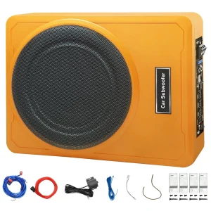 AWESAFE 10 inch 1200W Slim Underseat Active Car/Truck Subwoofer,Powerful Deep Bass, Built-in Amplifier, Remote Control, Perfect for Car Audio Subwoof Enthusiasts