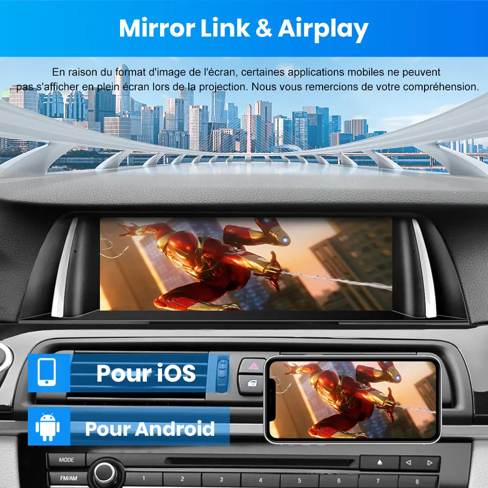 AWESAFE 10.25" Android 13 Autoradio pour BMW S.5 F10/F11/F18 NBT (2013-2017) - Bluetooth, Android Auto et Carplay sans fil + Câble USB – Image 7